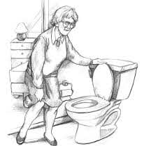 Lady using the toilet
